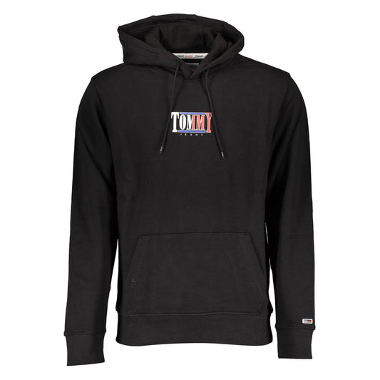 Sweatshirt Hoodie by Tommy Hilfiger for men in stretch cotton black features an luminous silhouette, showcasing a sophisticated hooded neckline and for a truly luminous look.