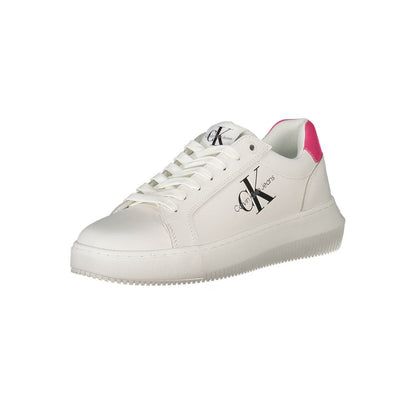 Sneakers by Calvin Klein for women in polyester polyethylene leather white presents a sumptuous silhouette as Women's Fashion Polyester Polyethylene Leather Sneakers, expertly defined by a sumptuous fashion style for a sumptuous, high-fashion look.