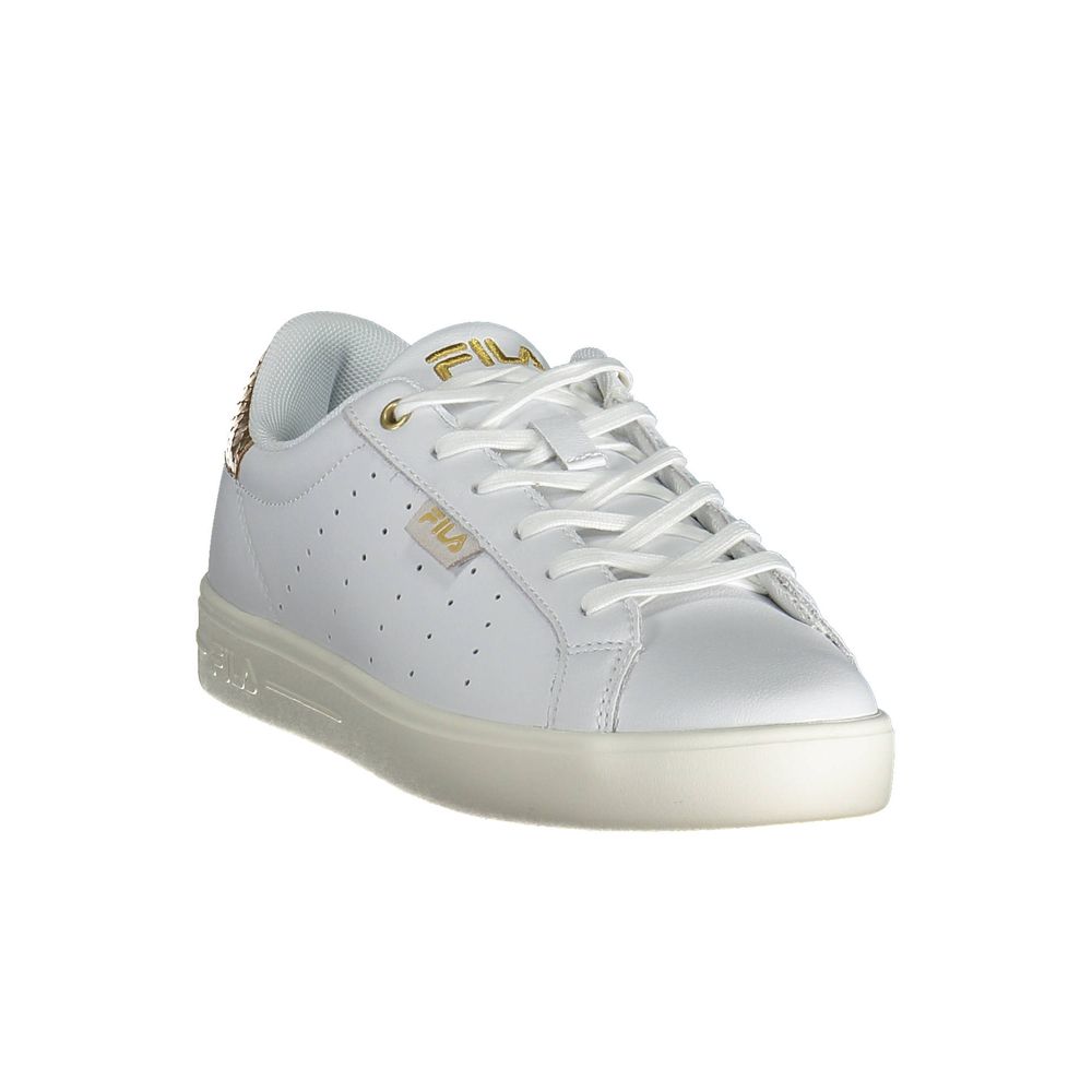 Sneakers by Fila for women in polyester polyethylene leather white presents a sumptuous silhouette from the Women's Fashion Polyester Polyethylene Leather Sneakers collection, showcasing a sumptuous fashion style for an elevated aesthetic.