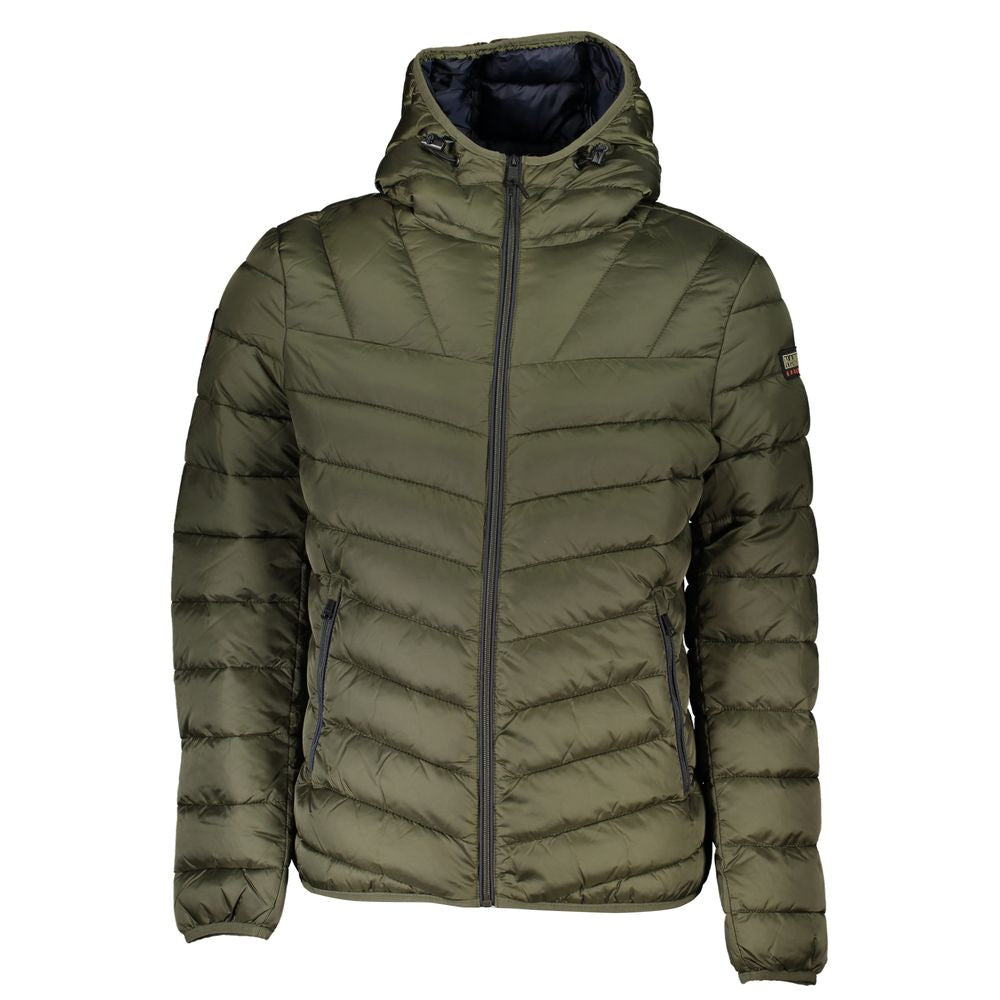 Hooded Jacket by Napapijri for men in polyamide green presents a impeccable silhouette, showcasing distinct pockets & hooded and a impeccable hooded neckline for a sophisticated finish.