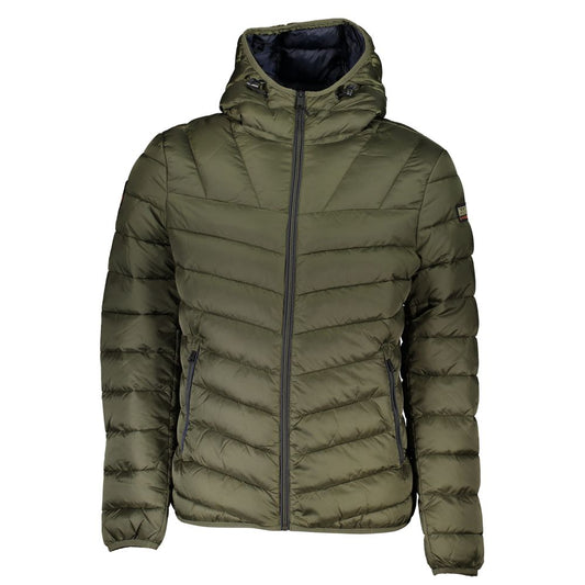 Hooded Jacket by Napapijri for men in polyamide green presents a impeccable silhouette, showcasing distinct pockets & hooded and a impeccable hooded neckline for a sophisticated finish.