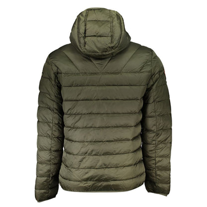 Hooded Jacket by Napapijri for men in polyamide green features a smart silhouette, perfectly accentuated by its unique and functional pockets & hooded for a smart finish.