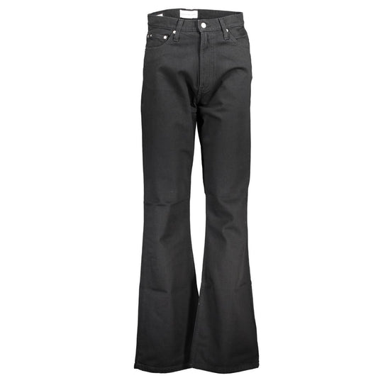 Pants by Calvin Klein for women in stretch organic cotton denim black features a enduring silhouette, showcasing a enduring bootcut and long with a for a premium, tailored aesthetic.