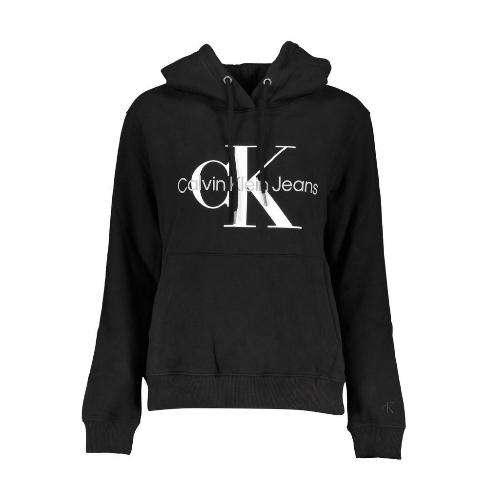 Hooded Sweatshirt Hoodie by Calvin Klein for women in cotton black & print features an avant-garde silhouette, showcasing a sophisticated hooded neckline and long-sleeve detail for a truly avant-garde finish.