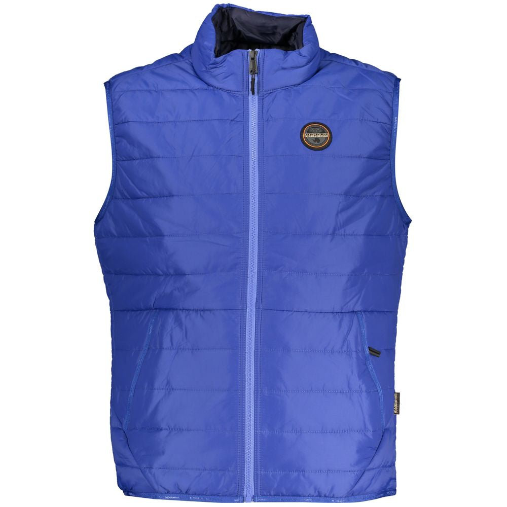 Vest by Napapijri for men in polyamide & polyester blue features a chic silhouette, expertly detailed with a refined and premium pockets for a truly chic look.