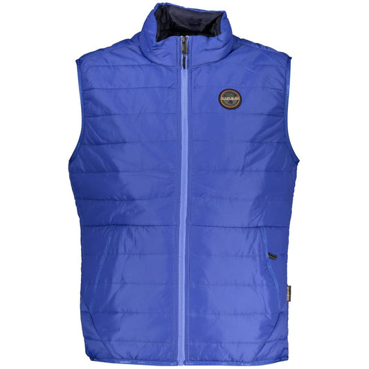 Vest by Napapijri for men in polyamide & polyester blue features a chic silhouette, expertly detailed with a refined and premium pockets for a truly chic look.