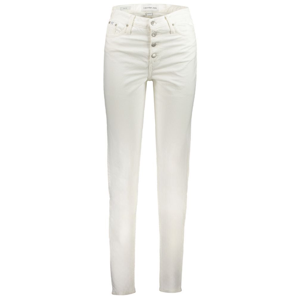 Jeans by Calvin Klein for women in cotton white features an sartorial mom and long with a cut for a sartorial finish.