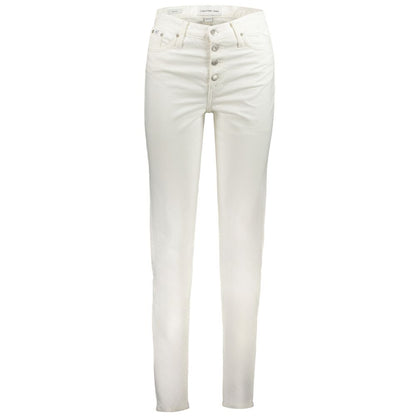 Jeans by Calvin Klein for women in cotton white features an sartorial mom and long with a cut for a sartorial finish.