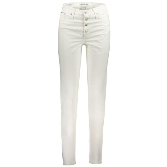 Jeans by Calvin Klein for women in cotton white features an sartorial mom and long with a cut for a sartorial finish.