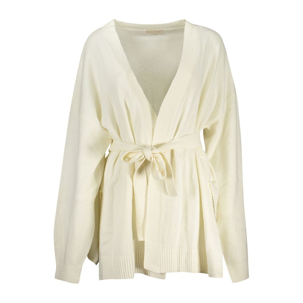 Guess Jeans Women's V Neck Cashmere Cotton Blend Cardigan - White