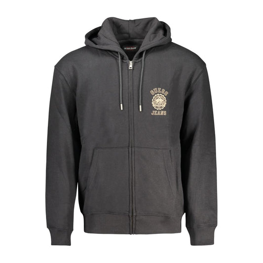 Hooded Sweatshirt Hoodie by Guess Jeans for men in cotton polyester black & print features an dramatic silhouette, showcasing a sophisticated hooded neckline and dramatic long-sleeve for a refined, modern aesthetic.