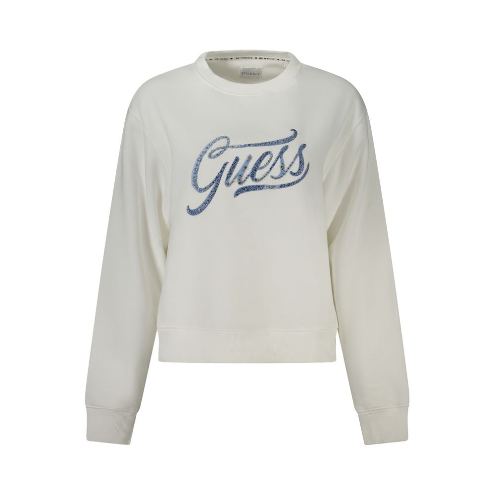 Sweatshirt by Guess Jeans for women in stretch organic cotton polyester & rhinestone white features an magnificent silhouette, showcasing a sophisticated crew neckline and long-sleeve detail for a truly magnificent finish.