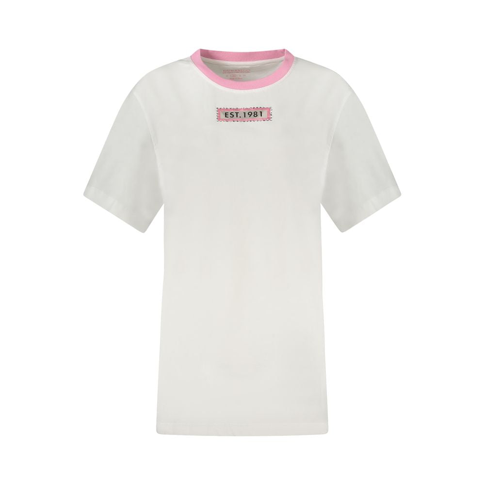 T-Shirt by Guess Jeans for women in organic cotton & rhinestone white & print features a plush silhouette, showcasing a sophisticated and for a truly plush finish.