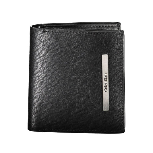 Wallet by Calvin Klein for men in polyester leather black presents a streamlined silhouette, showcasing the sophisticated design of the Explore Polyester Leather Wallet collection with functional rfid-protection eco-friendly bifold coin-purse.