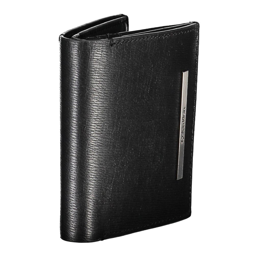 Wallet by Calvin Klein for men in polyester leather black features a streamlined silhouette, showcasing the streamlined Explore Polyester Leather Wallet design with sophisticated rfid-protection eco-friendly bifold coin-purse for a premium look.