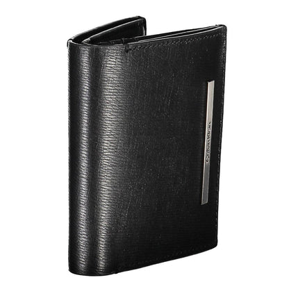 Wallet by Calvin Klein for men in polyester leather black features a streamlined silhouette, showcasing the streamlined Explore Polyester Leather Wallet design with sophisticated rfid-protection eco-friendly bifold coin-purse for a premium look.