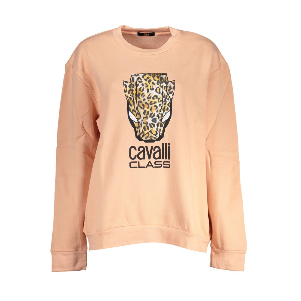 Sweatshirt by Cavalli Class for women in cotton polyester pink & print features an magnificent silhouette, showcasing a sophisticated and detail for a truly magnificent finish.