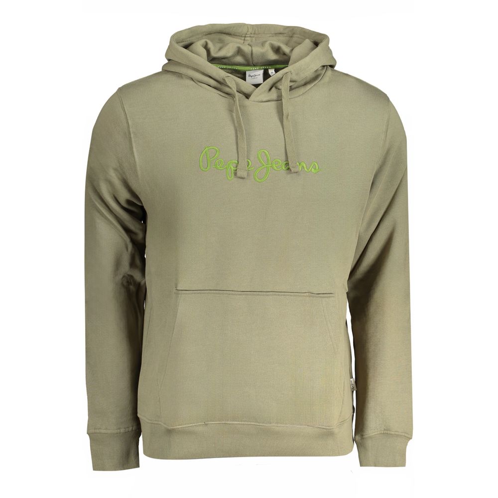 Hooded Sweatshirt Hoodie by Pepe Jeans for men in organic cotton green showcases a city-ready silhouette, artfully detailed with a signature hooded neckline and long-sleeve for a city-ready finish.