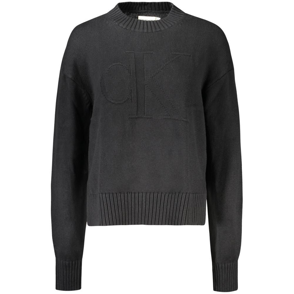 Sweatshirt by Calvin Klein for women in wool cotton black features a unrivaled silhouette with a refined high-neck neckline and unrivaled detailing for a sophisticated look.