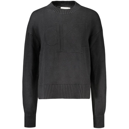 Sweatshirt by Calvin Klein for women in wool cotton black features a unrivaled silhouette with a refined high-neck neckline and unrivaled detailing for a sophisticated look.