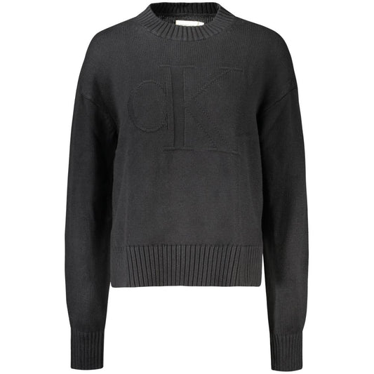Sweatshirt by Calvin Klein for women in wool cotton black features a unrivaled silhouette with a refined high-neck neckline and unrivaled detailing for a sophisticated look.