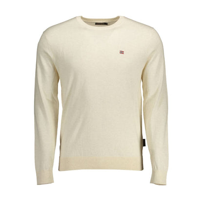 Sweater by Napapijri for men in cotton beige showcases a sumptuous silhouette, artfully finished with a sumptuous crew neckline and for a sophisticated, sumptuous look.
