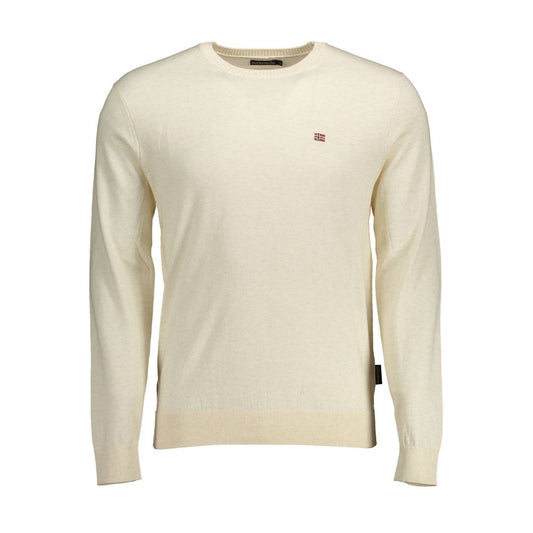 Sweater by Napapijri for men in cotton beige showcases a sumptuous silhouette, artfully finished with a sumptuous crew neckline and for a sophisticated, sumptuous look.