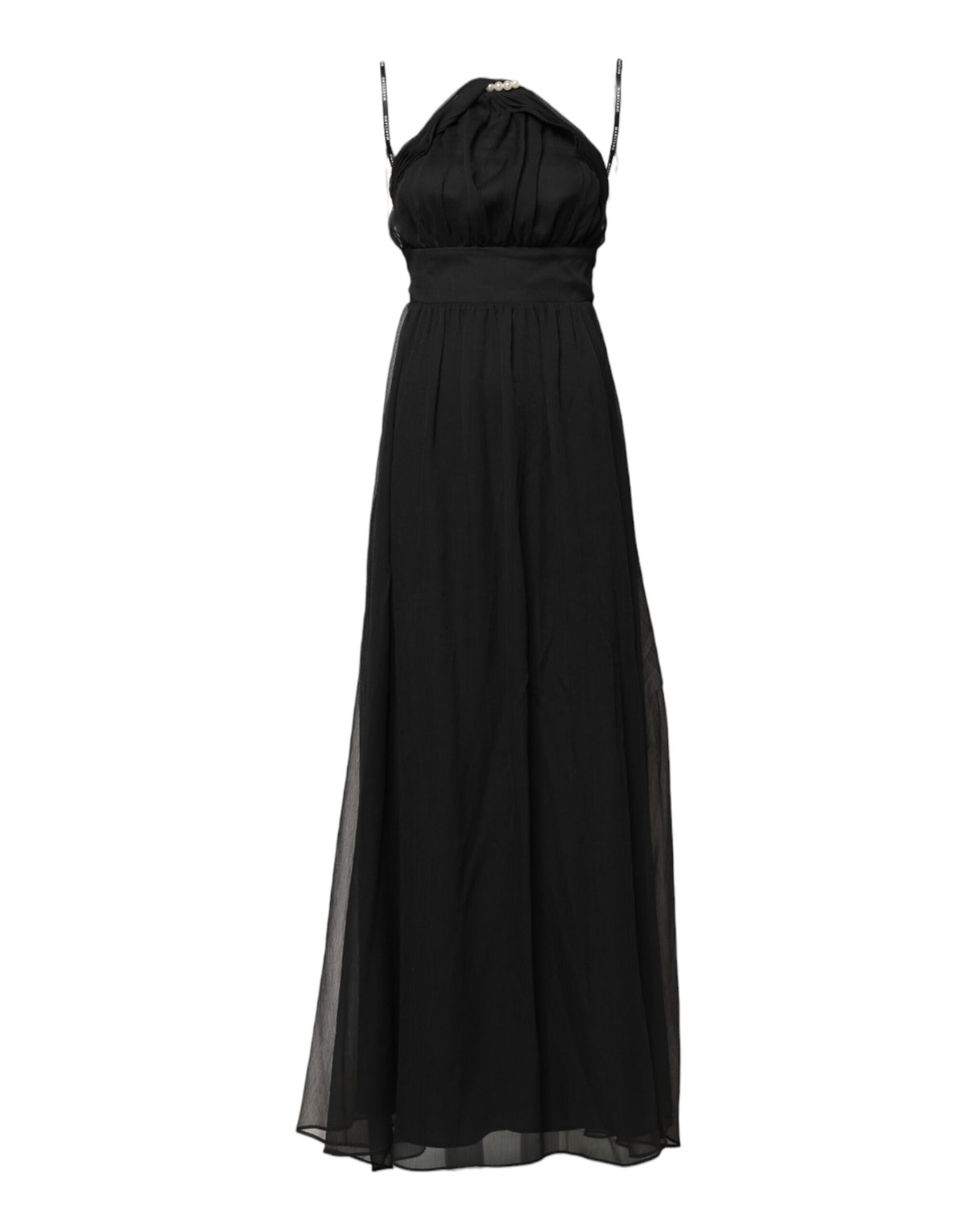Marciano by Guess Black Tulle Pearl Sleeveless Long Gown Dress