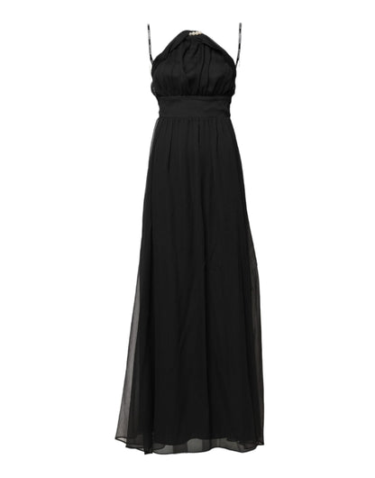 Marciano by Guess Black Tulle Pearl Sleeveless Long Gown Dress