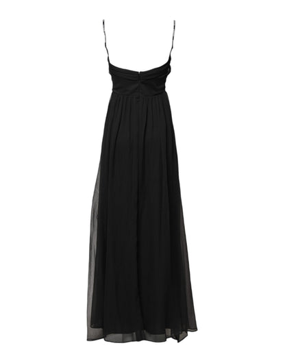 Marciano by Guess Black Tulle Pearl Sleeveless Long Gown Dress