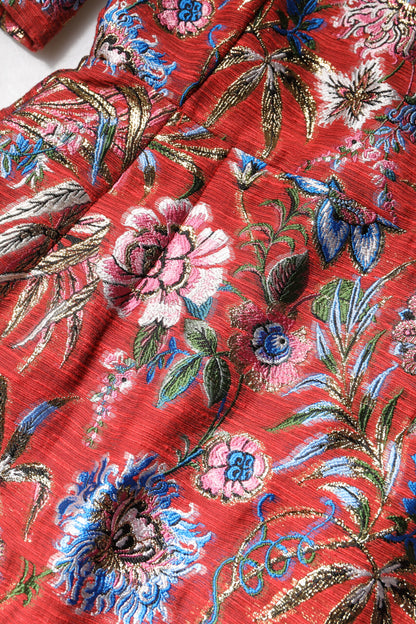 Dolce & Gabbana Women's A Line Polyester Cotton Nylon & Silk Mini Dress - Red Floral Jacquard