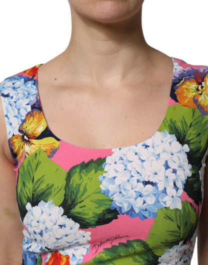 Dolce & Gabbana Women's Sheath Sleeveless Viscose Silk Midi Dress - Multicolor Floral