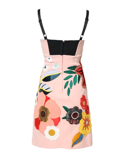Dolce & Gabbana Women's A Line Sleeveless Silk Viscose Nylon & Acetate Mini Dress - Pink Floral Print