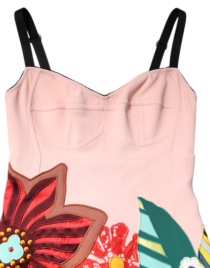 Dolce & Gabbana Women's A Line Sleeveless Silk Viscose Nylon & Acetate Mini Dress - Pink Floral Print