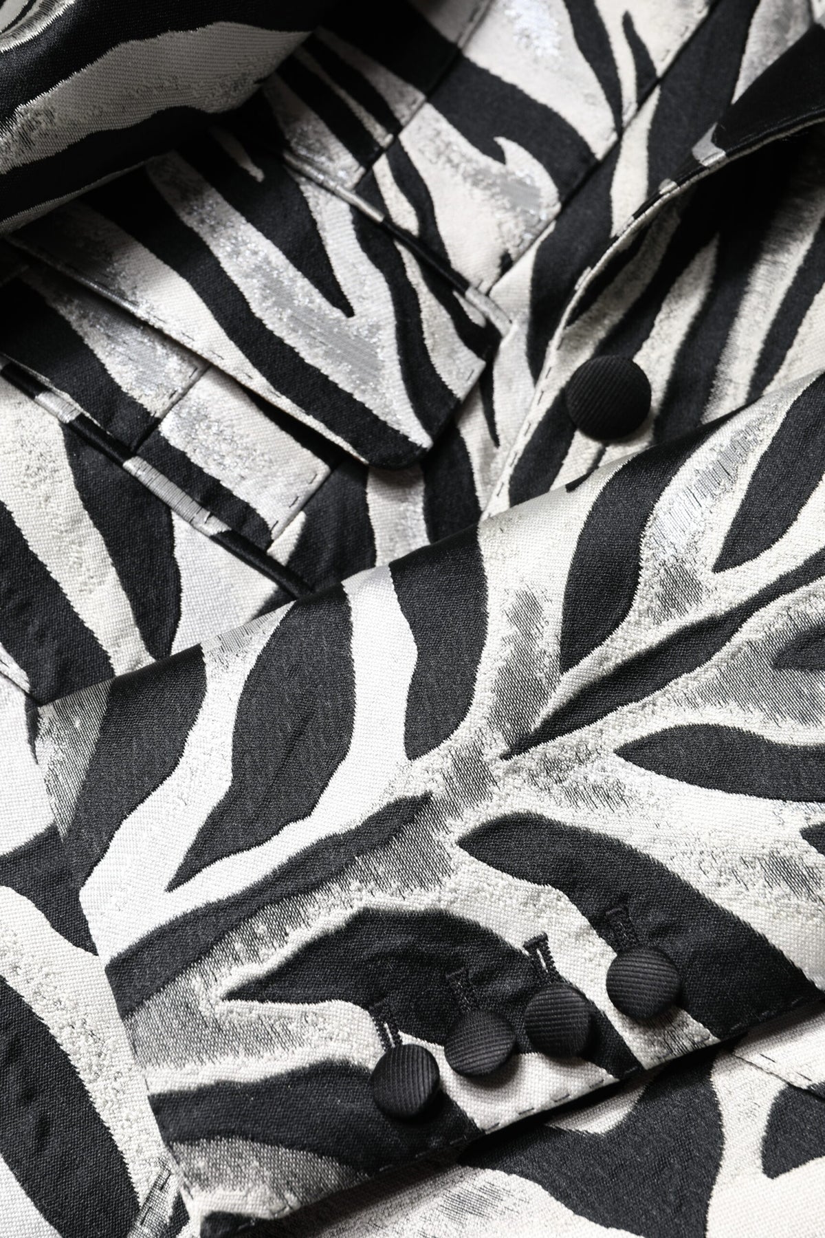 Dolce & Gabbana Women's Single Breasted Silk & Polyester Blazer - Black White Zebra