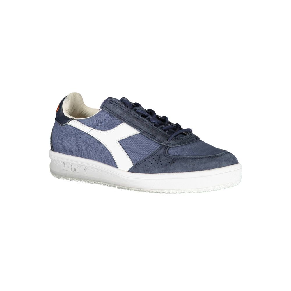 Sneakers by Diadora for women in cotton & leather blue features an opulent silhouette from the Women's Casual Cotton & Leather Sneakers collection, showcasing a signature casual style with an opulent finish.