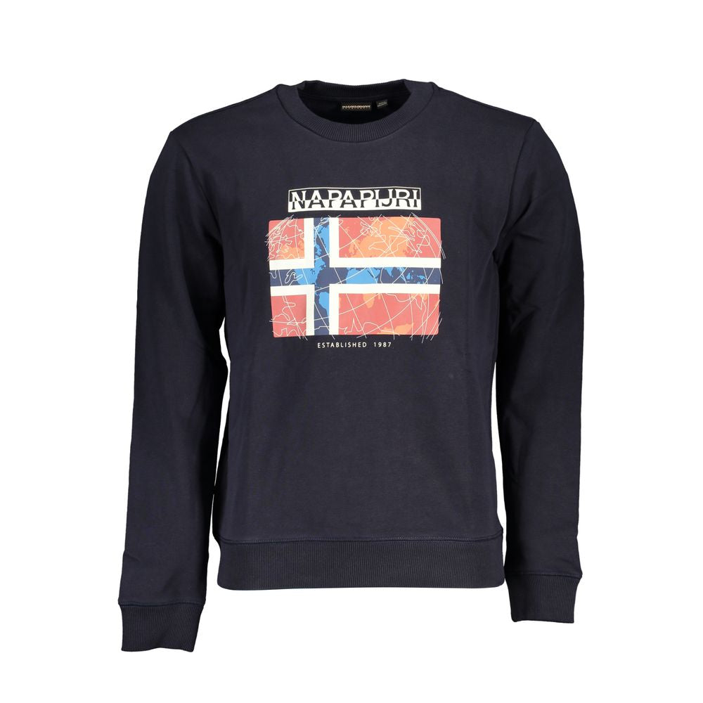Sweatshirt Sweater by Napapijri for men in cotton polyester blue showcases an masterful silhouette, artfully detailed with a masterful crew neckline and long-sleeve for a sophisticated, premium finish.