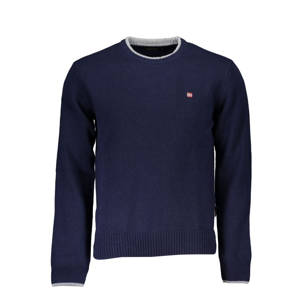 Sweater by Napapijri for men in polyamide blue showcases a downtown chic silhouette, artfully finished with a downtown chic crew neckline and for a sophisticated, high-end look.