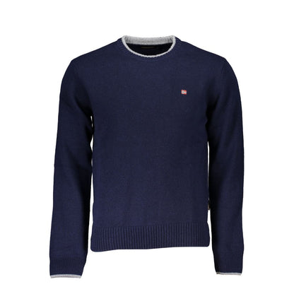 Sweater by Napapijri for men in polyamide blue showcases a downtown chic silhouette, artfully finished with a downtown chic crew neckline and for a sophisticated, high-end look.