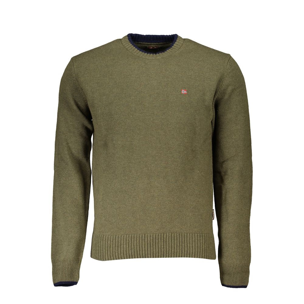 Sweatshirt by Napapijri for men in polyamide green features an provocated silhouette, detailed with a provocated and a refined crew neckline for a sophisticated aesthetic.