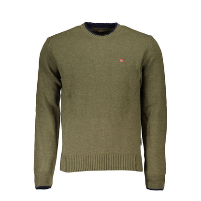 Sweatshirt by Napapijri for men in polyamide green features an provocated silhouette, detailed with a provocated and a refined crew neckline for a sophisticated aesthetic.