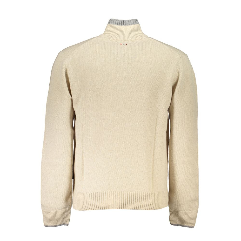 Sweater by Napapijri for men in polyamide beige showcases a sumptuous silhouette, artfully finished with a sumptuous and for a sophisticated, sumptuous look.