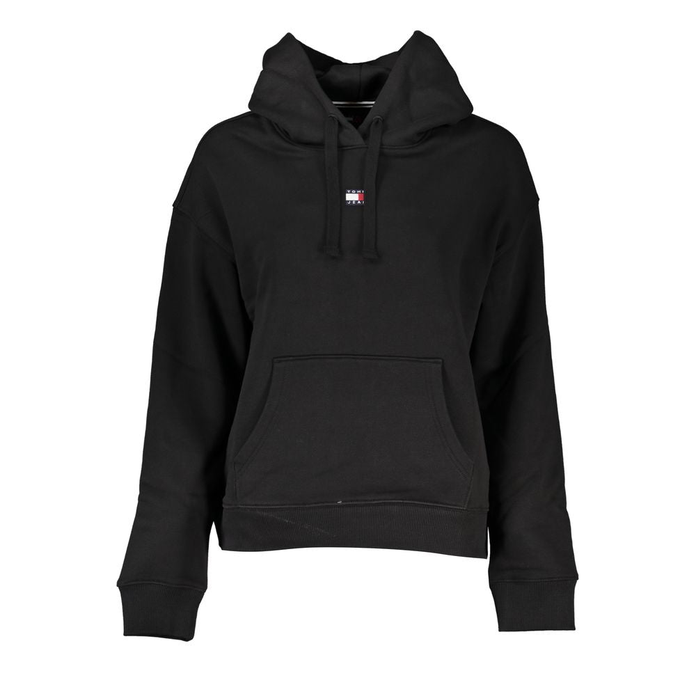 Hooded Sweatshirt Hoodie by Tommy Hilfiger for women in cotton black features an luminous silhouette, showcasing a sophisticated hooded neckline and for a truly luminous look.