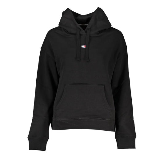 Hooded Sweatshirt Hoodie by Tommy Hilfiger for women in cotton black features an luminous silhouette, showcasing a sophisticated hooded neckline and for a truly luminous look.