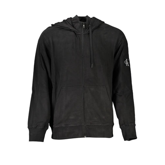 Hooded Sweatshirt Hoodie by Calvin Klein for men in cotton black features a slouchy chic silhouette, detailed with a slouchy chic long-sleeve and a signature hooded neckline for an elevated aesthetic.