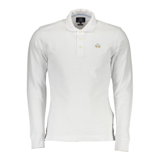 Polo Shirt by La Martina for men in stretch cotton white presents a sleek silhouette, featuring a refined and for a sleek finish.