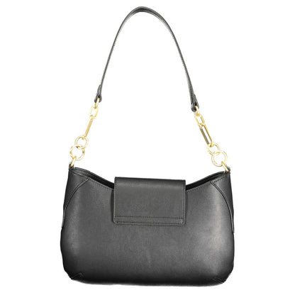 Handbag by Mario Valentino for women in polyethylene black & signature features a ornamental silhouette, showcasing a secure snap & zipper, ample internal-pockets, and ornamental shoulder-strap, adjustable-strap & handle for a sophisticated look.
