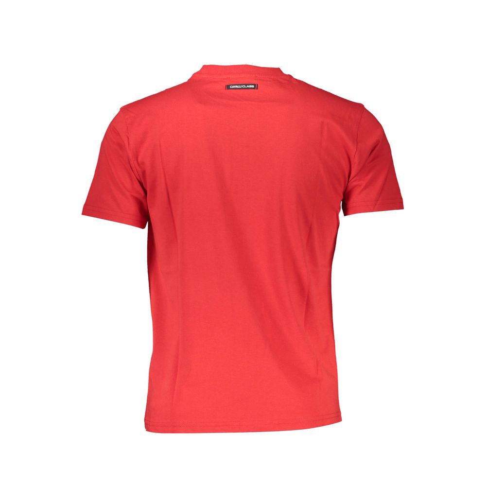 T-Shirt by Cavalli Class for men in cotton red & print showcases a unassuming silhouette, artfully detailed with a refined and unassuming for a sophisticated, contemporary look.