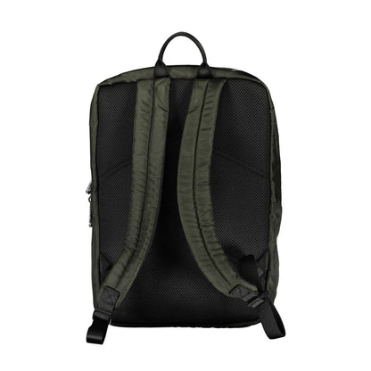 Backpack by Calvin Klein for men in polyester & polyethylene green & print showcases an architectural City Polyester & Polyethylene Backpack design, featuring a secure zipper, ample external-pockets, internal-pockets & laptop-compartment, and architectural backpack-strap, adjustable-strap & handle for a sophisticated look.