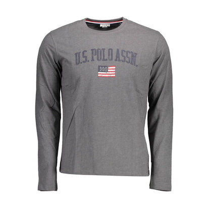 Polo Shirt by U.S. POLO ASSN. for men in cotton brown, gray & print presents a distinguished silhouette, showcasing a sophisticated crew neckline and distinguished long-sleeve for a truly distinguished finish.